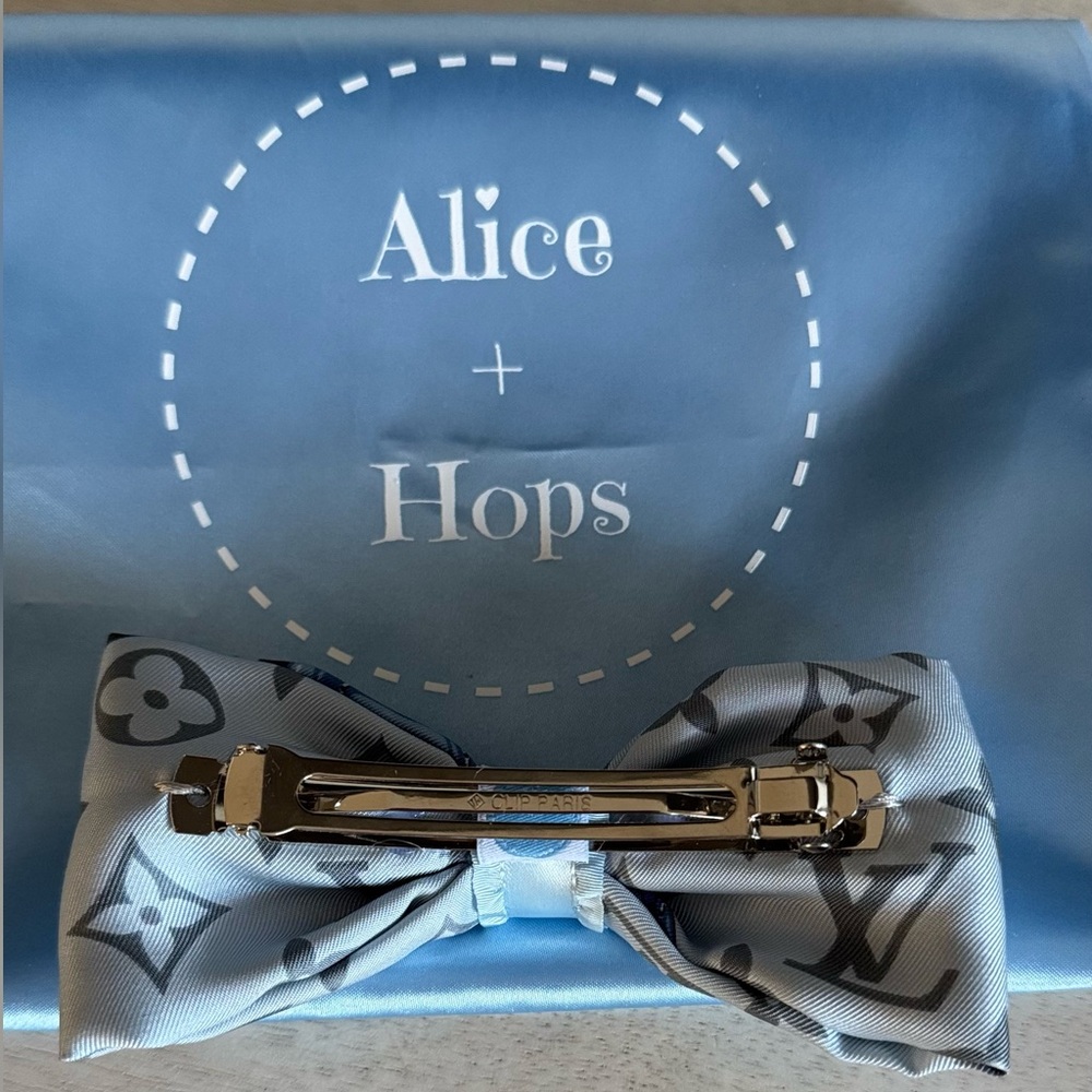 Alice + Hops Megsy Bow Upcycled Louis Vuitton Silk Scarf (one of a kind art) - Picture 5 of 7